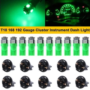 10Pcs Green 5050 SMD LED T10 Instrument Cluster Dash Light W/ Lock Socket Bulbs - Picture 1 of 12