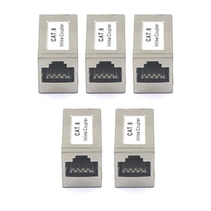 Pack 5 Coupleurs RJ45 Cat5e Cat5 Cat6 Ethernet En Ligne Femelle vers Femelle Connecteur g - Photo 1/11
