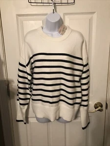 Philosophy Womens Size L White & Black Striped Sweater Long Sleeve NWT - Picture 1 of 7