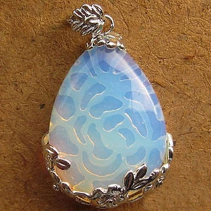 New style white opal gemstones teardrop pendant jewelry 25mmX35mm - Picture 1 of 6