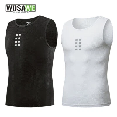 WOSAWE Cycling Base layer Mesh High Breathable Sports Vest Sleeveless Shirts Top - Image 1 of 4