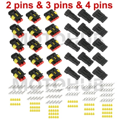 15SET 12Amp 2-Way 3-Way 2/3/4 Pin Car Super Seal Waterproof Wire Connector Plug - Image 1 of 4