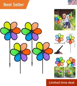Kinetische Blumen Wind Spinner 9,4" - Bunt Regenbogen Garten Dekoration (4er Pack) - Bild 1 von 11