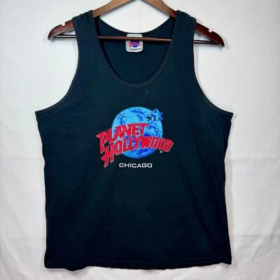 Camiseta sin mangas Planet Hollywood 1991 Chicago sin mangas con logotipo gráfico negra para hombre talla L Foto 1 de 4