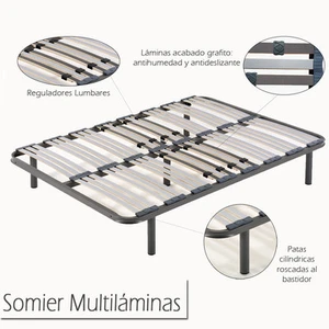 Somier Somieres multiláminas con regulador lumbar,tubo 40x30. Varias medidas - Imagen 1 de 20