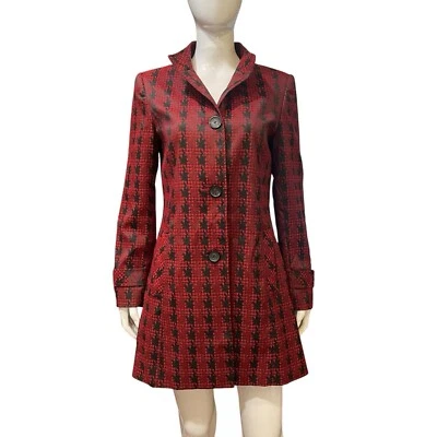 Alex Marie Coat Sz 6 Red Black Woven Houndstooth Jacket Career Holiday Blazer - Image 1 of 4