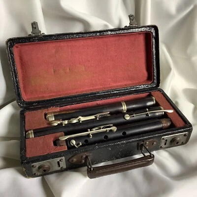 Antique Saxony German Flute Classic Grenadil Wood Wind Instrument Philharmonic Foto 1 de 4