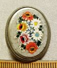Vintage Murano Art Glass Micro Mosaic Millefiori Flower Bouquet Brooch Pin 