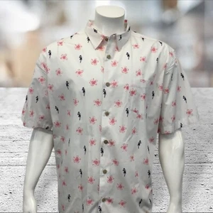 The Havanera Co Flowers Hula Girls Print White Pink Black Short Sleeve Shirt XXL - Picture 1 of 9