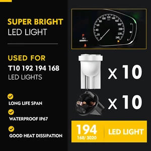 10x 13mm Socket T10 194 White LED Instrument Dash Cluster Light Bulb For Chevy - Picture 1 of 6