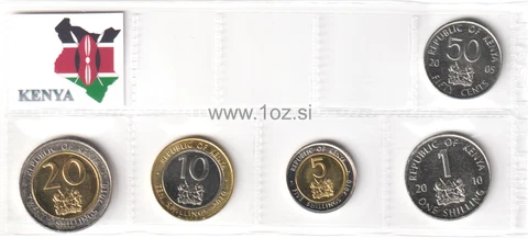KENYA SET 2005/2010 - 5 coins ( 50 CENTS + 1, 5, 10, 50 SHILLING ) UNCIRCULATED Cover