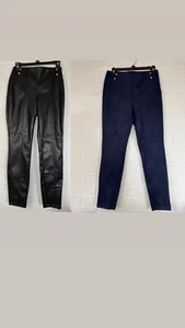 Lot  Andrew Marc New York Brown/black   Faux Leather Navy Suede PANTS Size Small - Picture 1 of 20