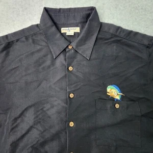 Hook And Tackle Shirt Mens XL Mahi Mahi Mojito Embroidered Casual Black Pocket - Picture 1 of 14
