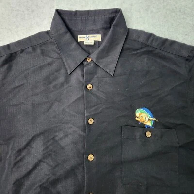 Hook And Tackle Shirt Mens XL Mahi Mahi Mojito Embroidered Casual Black Pocket - Image 1 of 4