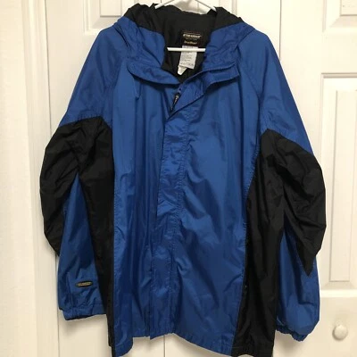 Chaqueta de lluvia cortavientos Stearns Dry Wear para hombre talla XL azul negro con capucha usada en excelente estado Foto 1 de 4