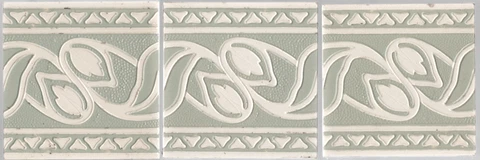 Grey & White leaves Villeroy & Boch set of 3 Art Nouveau tiles original antique Cover