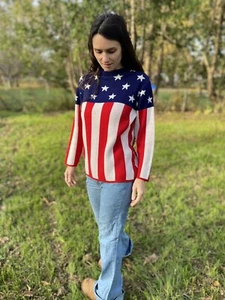 1980s 80s Vintage Jersild American Flag Patriotic Crewneck Sweater  - Picture 1 of 11