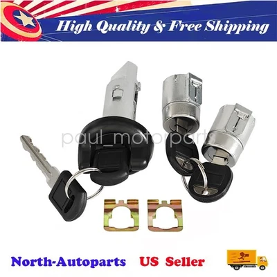 3x Conjunto de Cilindros de Fechadura de Porta Frontal Esquerda com Chaves Compatível com Chevy C1500 Suburban GMC K1500 - Imagem 1 de 4