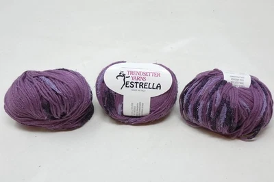 Trendsetter Yarns Testrella Lot of 3 Color #623 Purples 125 Yards Each Italy NEW - Image 1 of 4