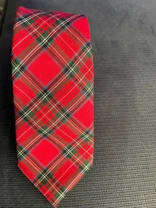 Express Red Plaid Tartan Necktie - Traditional Scottish Style 100% Wool - Picture 1 of 2