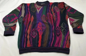 Vintage COOGI Australia 3D Textured Knit Sweater Multicolored Size Large Biggie - Picture 1 of 11