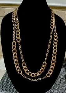 VINTAGE Shiny Gold Tone THICK Chain Link LONG Necklace OR Belt-NWOT - Picture 1 of 11