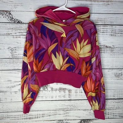 Adidas X Farm Rio Pullover Recortado Floral Sudadera con Capucha Ajuste Recortado Para Mujer Pequeño (JD6283) Foto 1 de 4