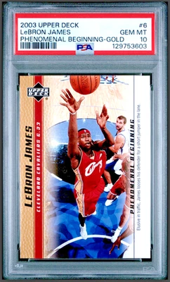 GOLD Rookie RC LeBron James 2003 Upper Deck Phenomenal Beginnings Gold #6 POP 3 - Image 1 of 2