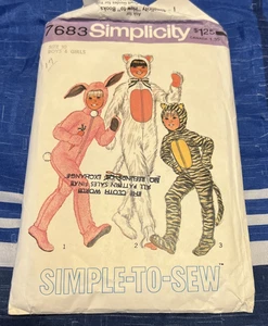 Simplicity Simple To Sew Animal Costumes Bunny Cat Tiger 7683 (1976) - Picture 1 of 19