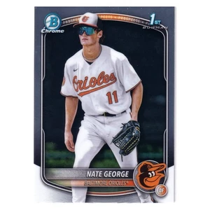 Nate George 2025 Bowman Chrome - 1st Bowman #BCP-184 - Baltimore Orioles - Picture 1 of 3