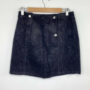 LF One Way Womens Black Corduroy Mini Skirt Size 10 Grunge Goth Dark Witchy - Picture 1 of 6