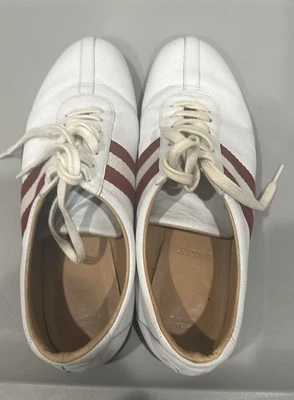 Women Bally Sneakers tennis shoes white red stripe leather cross size 38 or 7.5 - Image 1 of 4