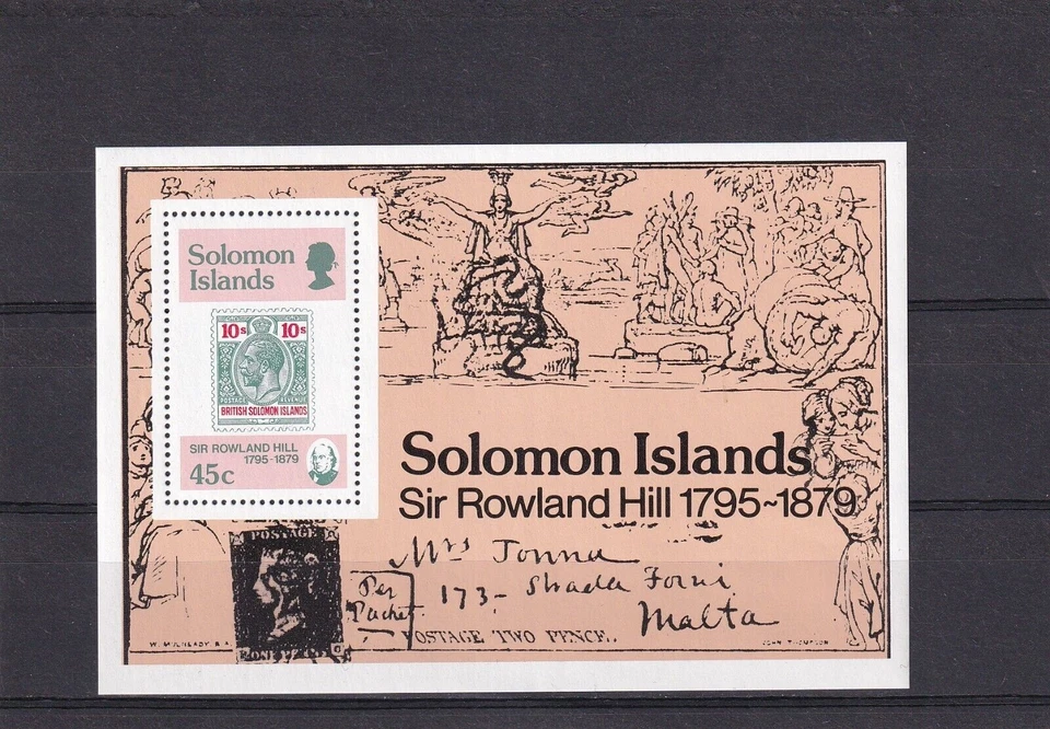 SA09a Solomon Islands 1979 100th Anniv Death of Sir Rowland Hill mint minisheet - Image 1 of 1