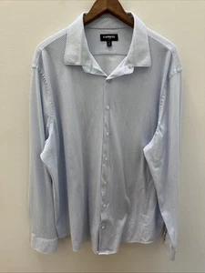 EXPRESS ~Herren XXLarge L/G~ SLIM FIT geknöpft Stretch Baumwolle Hemd blau - Bild 1 von 10