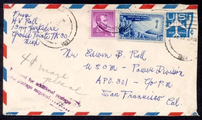 1961 7c PLANE ENV LIBERTY COMBO UPRATED TO KOREA - Image 1 of 1