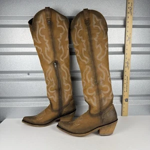 Stivali western alti Liberty neri Allyssa donna 11B pelle marrone con zip Vegas Faggio - Foto 1 di 15