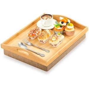 Bamboo Lap Tray with Detachable Pillow 16.9'' x 13'' Lap TV Trays Lap Desk wi... - Picture 1 of 6