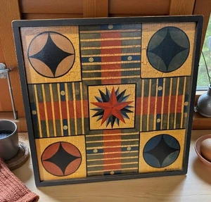 Vintage Folk Art Parcheesi Game Board Barb Wagaman Ridge Hollow Game Boards 2002 - Picture 1 of 18
