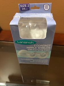 Lansinoh Contact Nipple Shields 2 Count size 2-24mm w/ Carry Case New