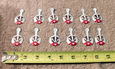 UW Bucky Badger Pin Lapel Metal Badge Tab Wisconsin Avery Renk Button Lot of 12 - Image 1 of 4