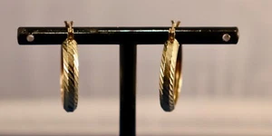 14 KARAT YELLOW GOLD HOOP EARRINGS = EXCELLENT = - Picture 1 of 6