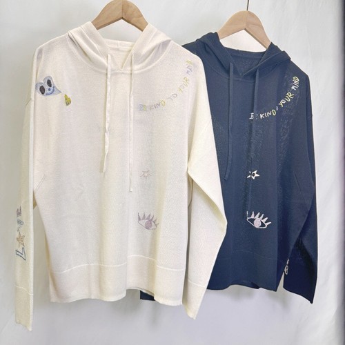 OFF WHITE Felpa donna Zadig&Voltaire stile ricamato primaverile con cappuccio e coulisse in maglia