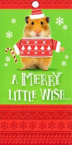 Cute Funny, MERRY CHRISTMAS Moneyholder Card Hamster, Red by Hallmark + Envelope - Picture 1 of 5