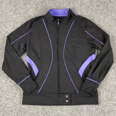 Chaqueta deportiva Bolle para mujer cremallera completa negra/púrpura talla mediana Foto 1 de 4