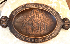 VINTAGE CARVED WOOD FRENCH BREAD TRAY France Give Us Today Our Daily Bread - Picture 1 of 8
