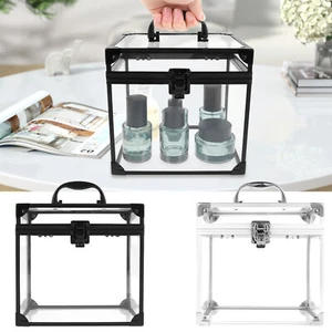 Makeup Box Clear Cosmetic Case with Latches and Handle Large Capacity⊇ - Picture 1 of 22