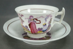 British Hand Enameled Faith Hope & Charity Bone China Tea Cup & Saucer C. 1820 - Picture 1 of 13