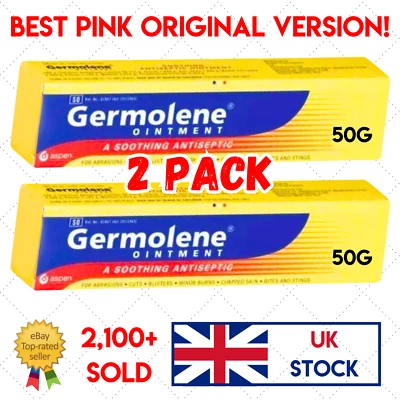 PAQUETE DE DOS x GERMOLENE ORIGINAL ROSA UNGÜENTO ANTISÉPTICO PAQUETE VALOR 50G - UK STK - Imagen 1 de 4