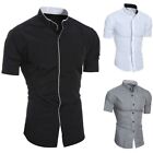 Stand Out in Style Men's Business Casual Solid Short Sleeve Shirts with Collar