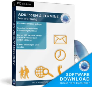 Adressen Software,Kontakt-Verwaltung inkl. Kalender,Serienbriefe & Newsletter - Bild 1 von 5